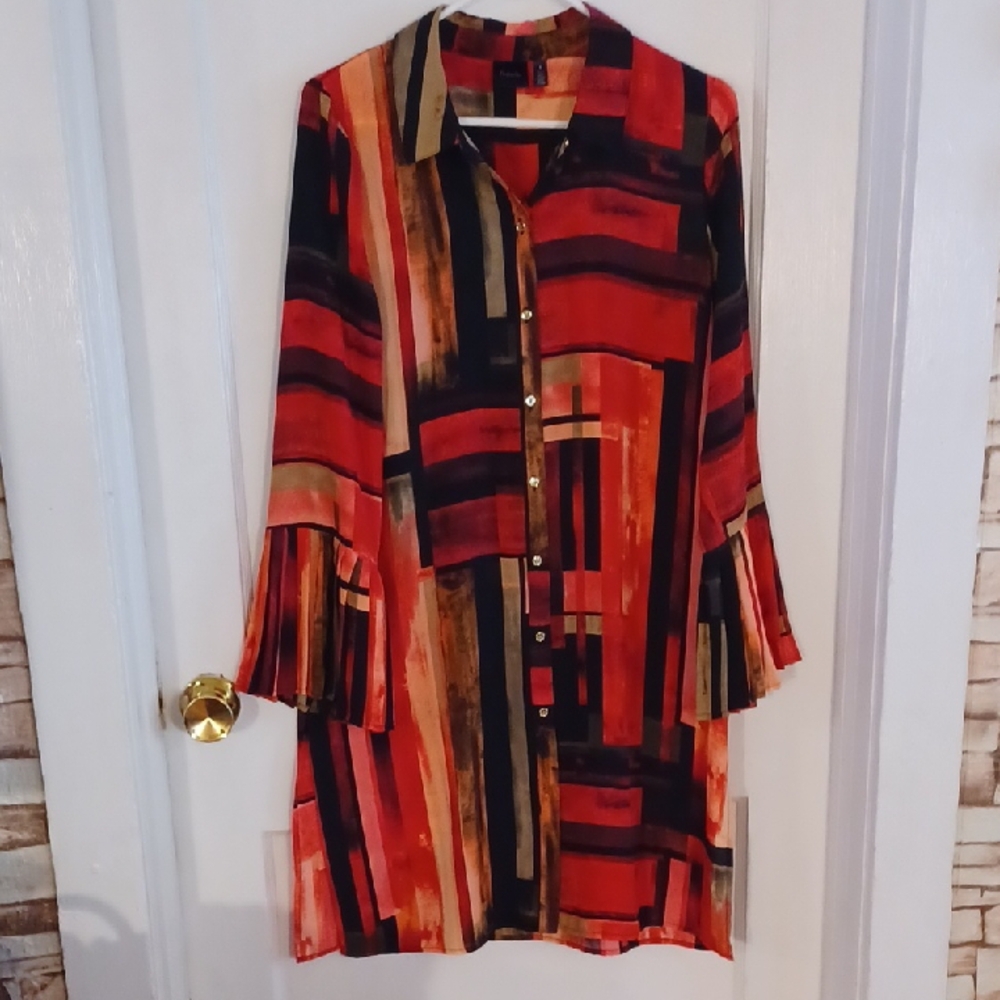 Multicolor Button-Up Dress Rafaella Womens Size 8